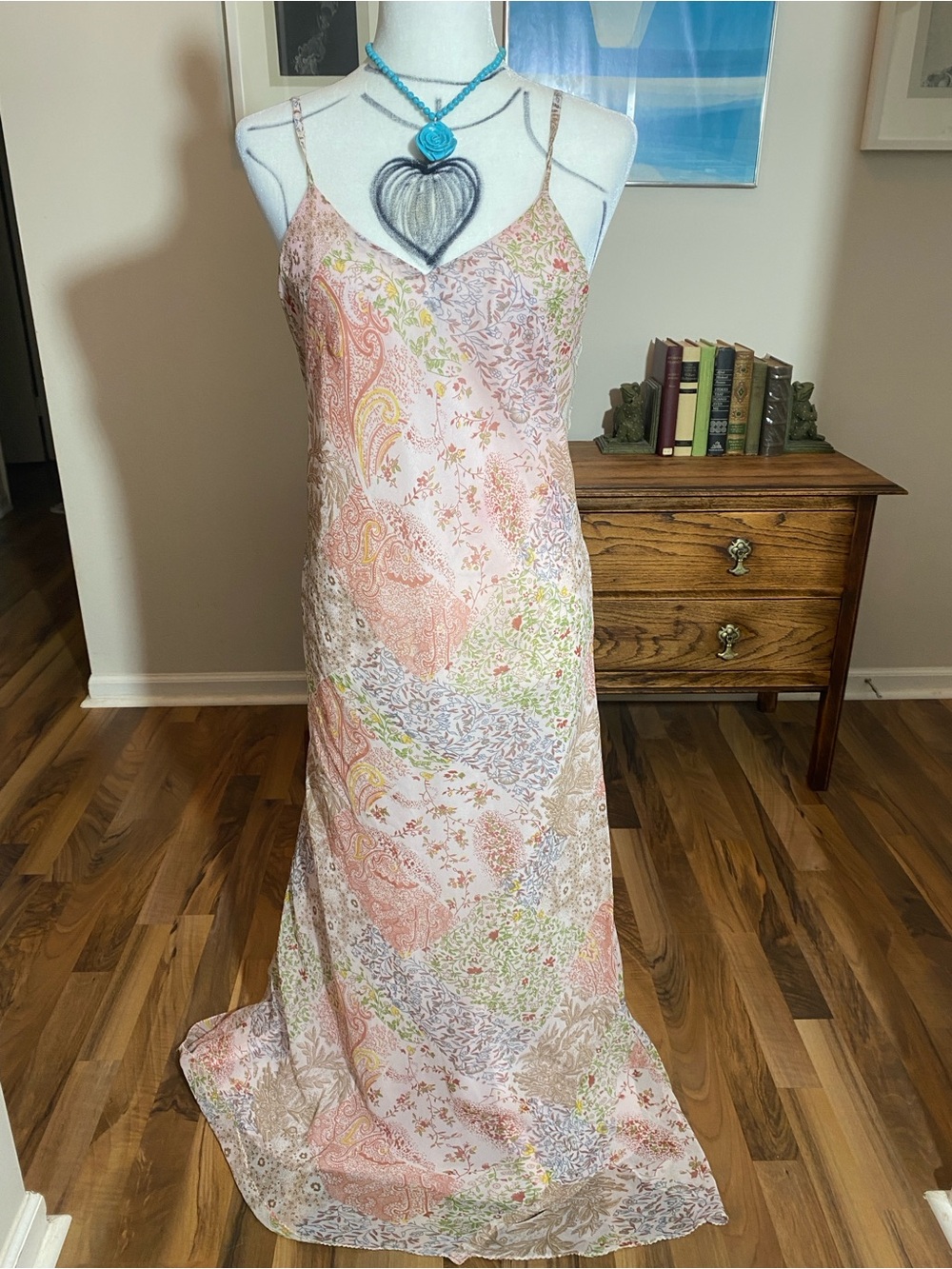 Tu Lips Floral Paisley Slip Maxi Dress in Pastel Pink